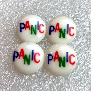 Classic 60s vintage plastic PANIC buttons